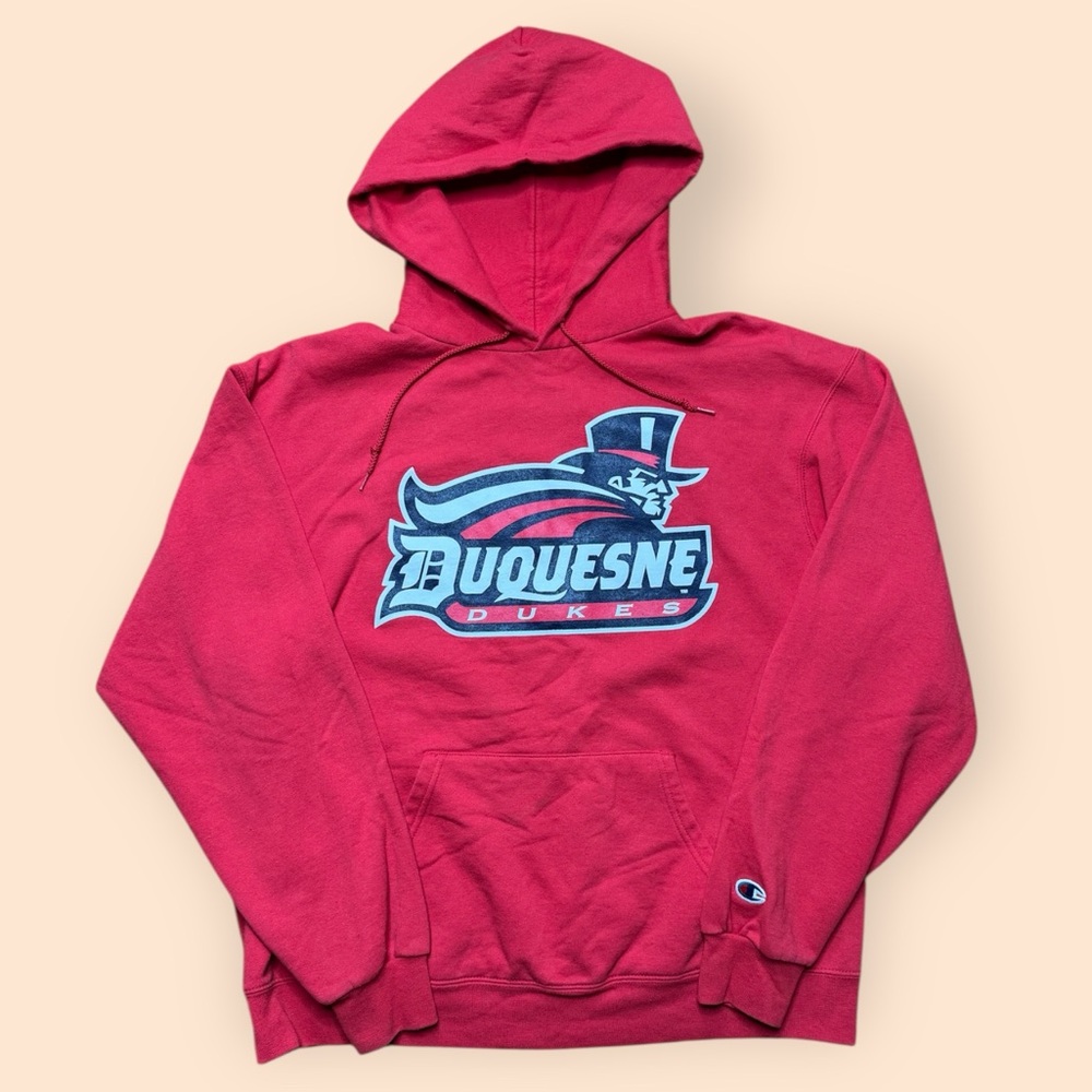 Vintage Duquesne Dukes Y2K Champion Hoodie Men’s Large Red Vtg 2000s Pittsburgh